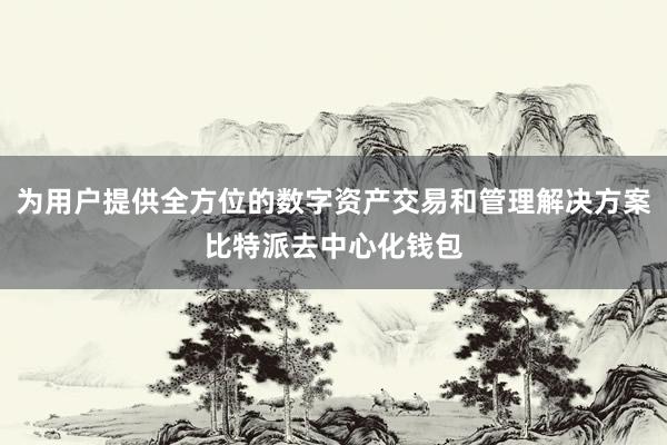 为用户提供全方位的数字资产交易和管理解决方案比特派去中心化钱包